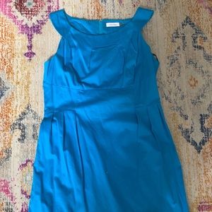 Calvin Klein Solid Turquoise Sheath Dress